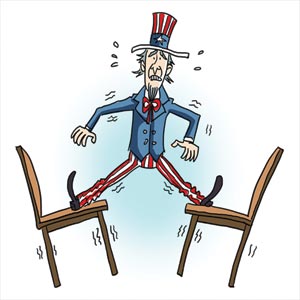 "fall between two stools" picture